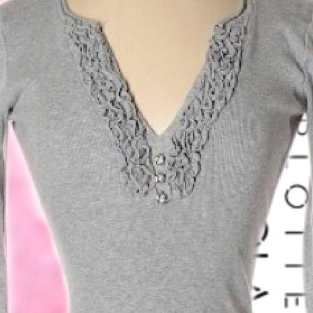 Charlotte Tarantola Ribbed v-neck Top M - Picture 3 of 8